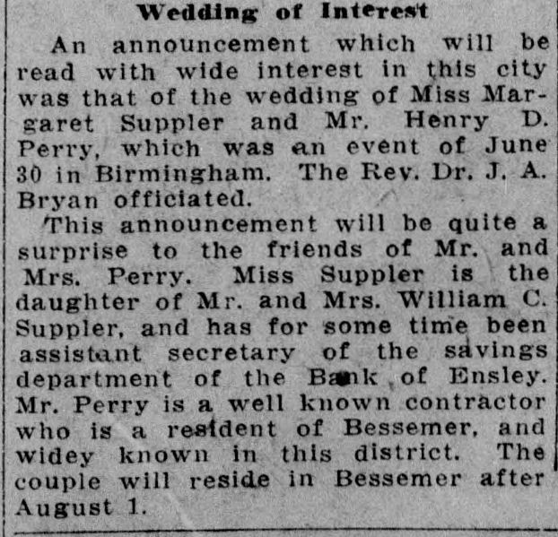 Margaret Suppler-Henry D. Perry